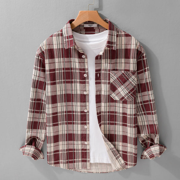 Men's Rustic Check Over Shirt made of soft cotton flannel with a patch chest pocket Mune Fashion