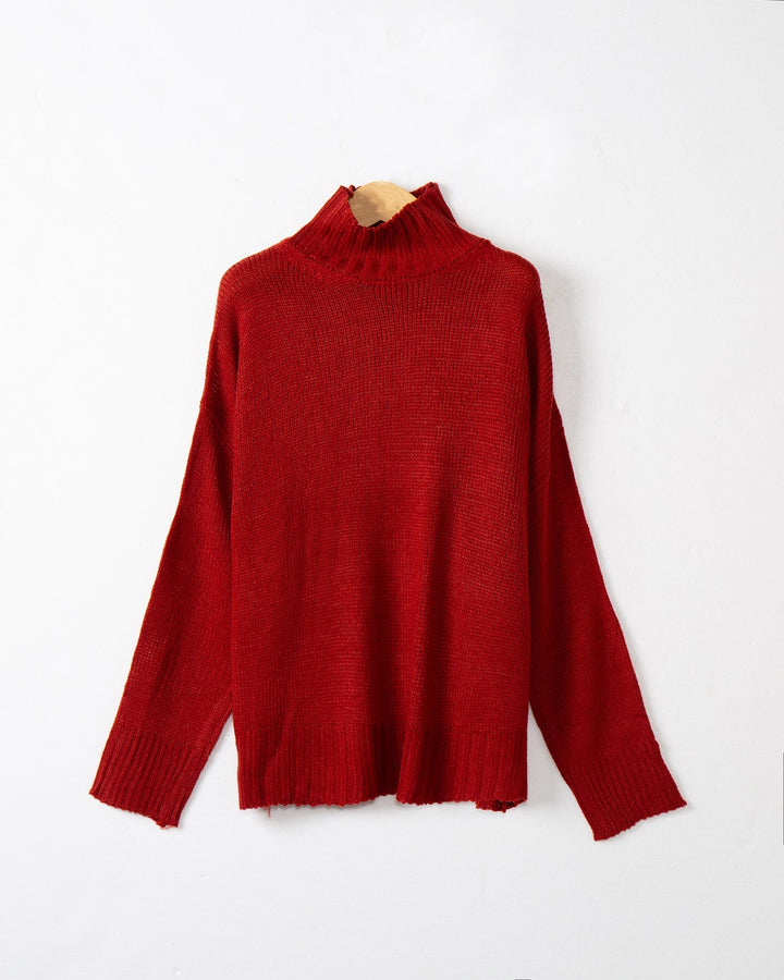 Women's turtleneck sweater made of chunky knit with oversized cut Mune Fashion