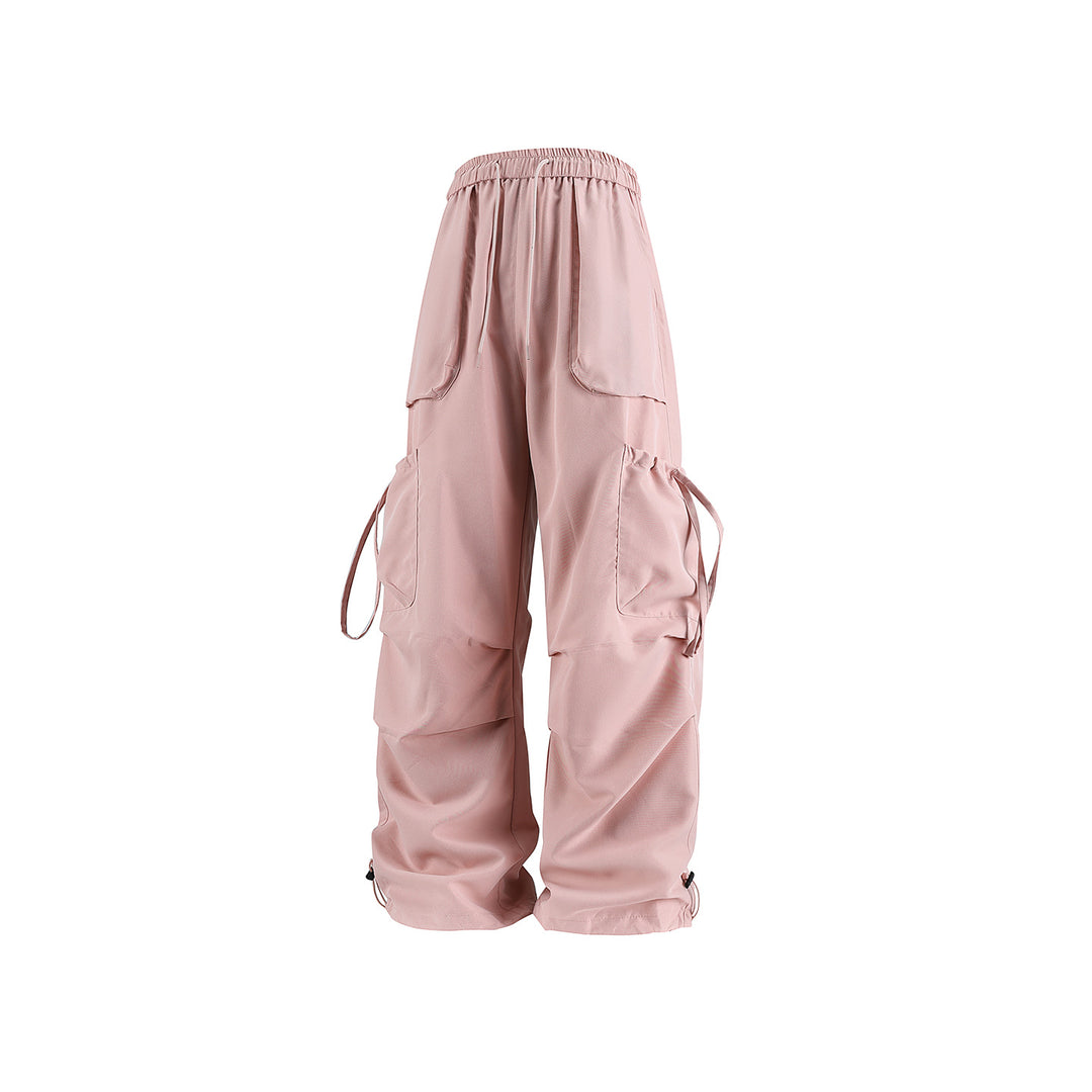 Men's Oversized Cargo Trousers in Baggy Utility Cut with Elastic Waistband, Flap Pockets and Adjustable Hem Closures Mune Fashion