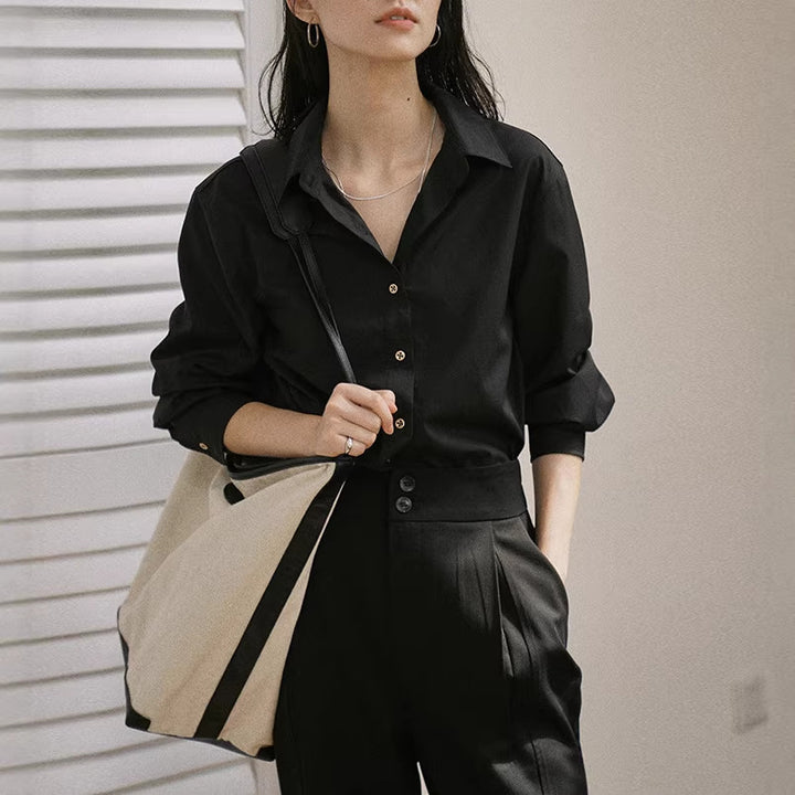 Women's Elegant, Loose Blouse and Stylish Suit Pants Drune