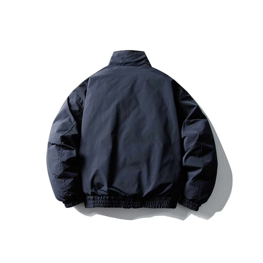 Men's Short Boxy Thermal Bomber with High Stand-Up Collar and Attached XXL Pockets Mune Fashion