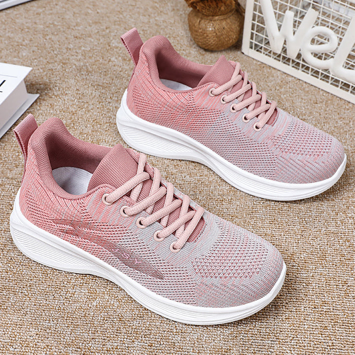 Ladies' knitted lightweight sports sneakers with sock-like shaft, elastic lacing, and cushioning EVA midsole Mune Fashion