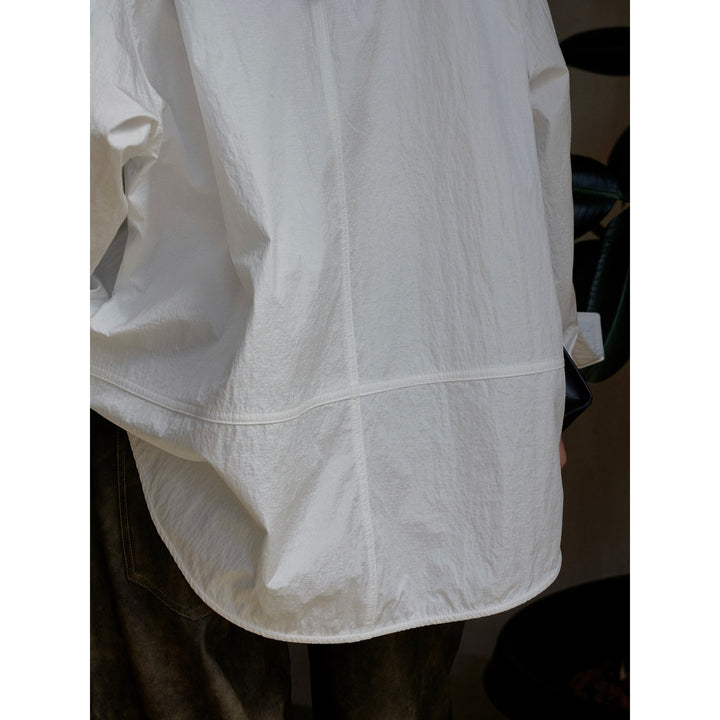 Women's Oversized Cotton Shirt with Chest Pocket and Curved Hem Mune Fashion