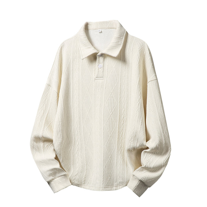 Unisex Oversize Knitted Polo Shirt with Henley Button Placket and Textured Knit Mune Fashion