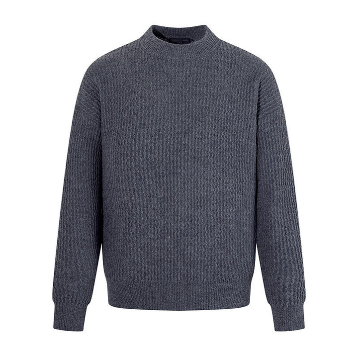 Men's fine knit pullover with structured knit and narrow stand-up collar Mune Fashion