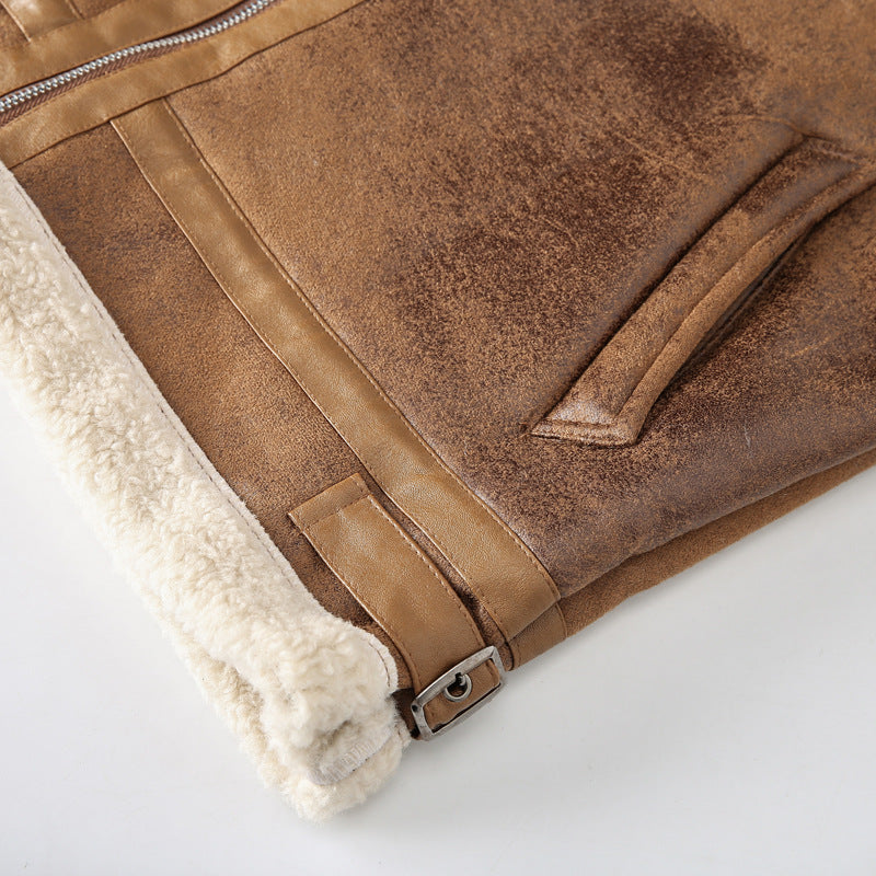 Men's flight jacket with lambskin lining and vintage faux leather look Mune Fashion
