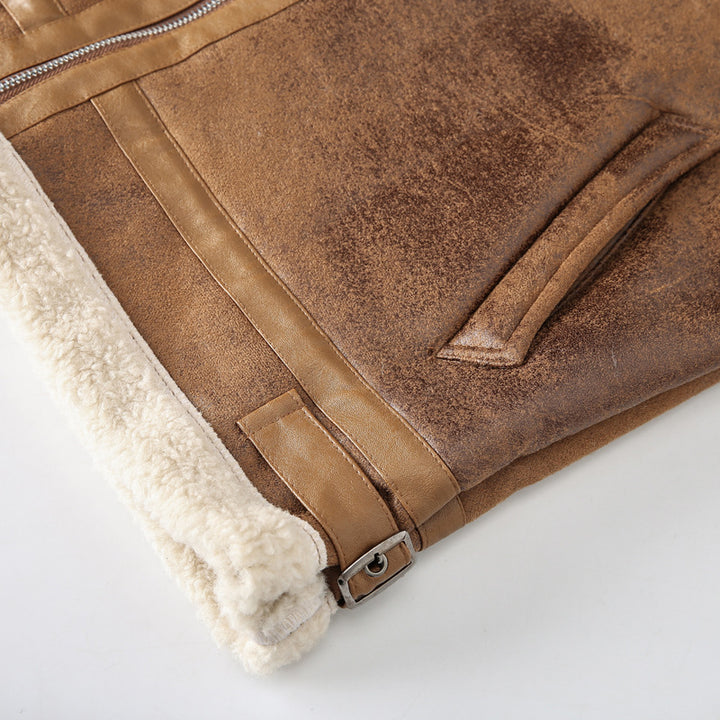 Men's flight jacket with lambskin lining and vintage faux leather look Mune Fashion
