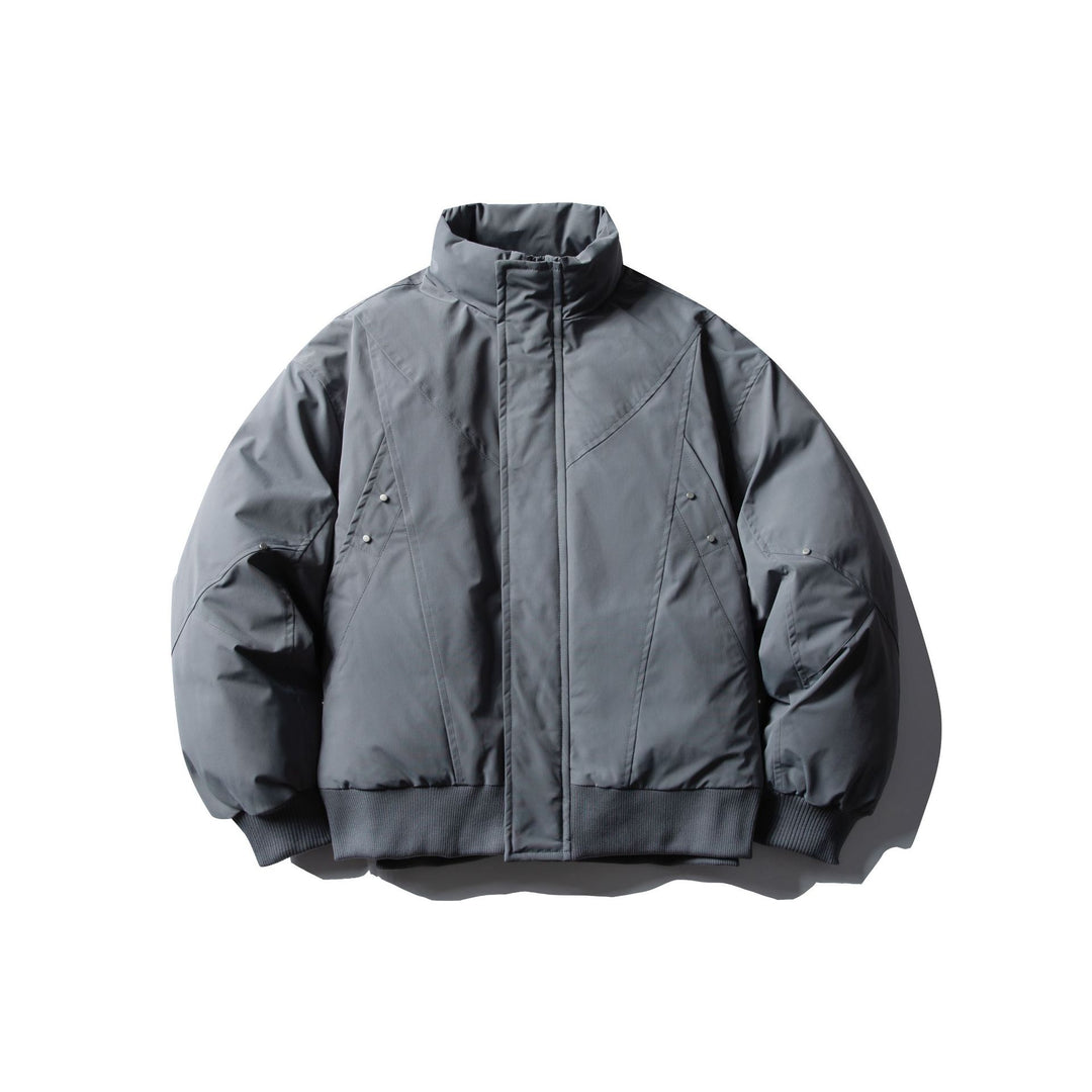 Men's Short Boxy Thermal Bomber Jacket with Geometric Quilting and High Stand-Up Collar Mune Fashion