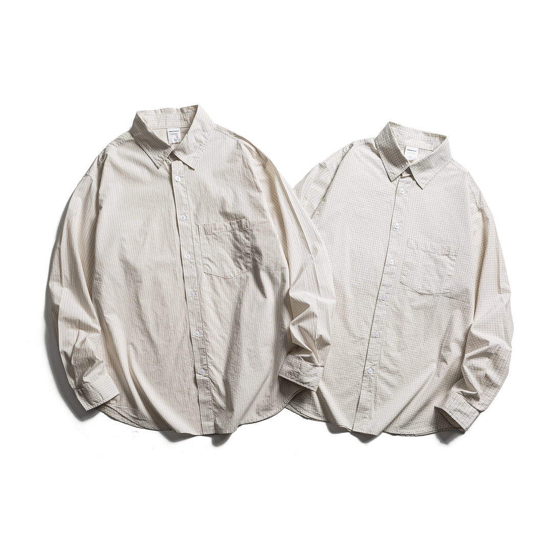 Unisex Loose Oversized Shirt with Pinstripes, Chest Pocket and Drop-Shoulder Mune Fashion