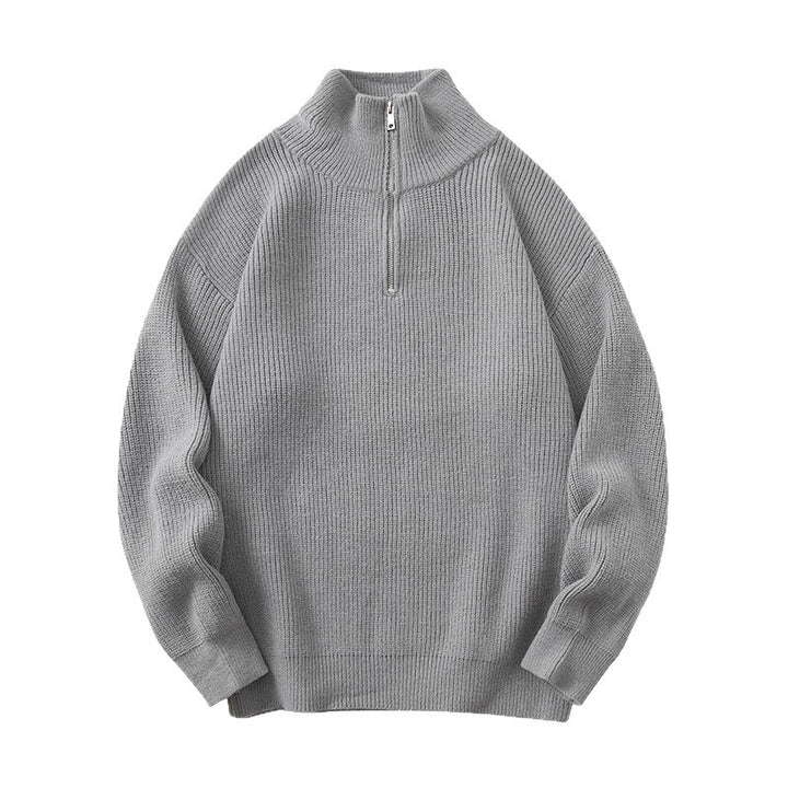 Women's High-Quality Knit Sweater with Stand-Up Collar and Zipper Mune Fashion