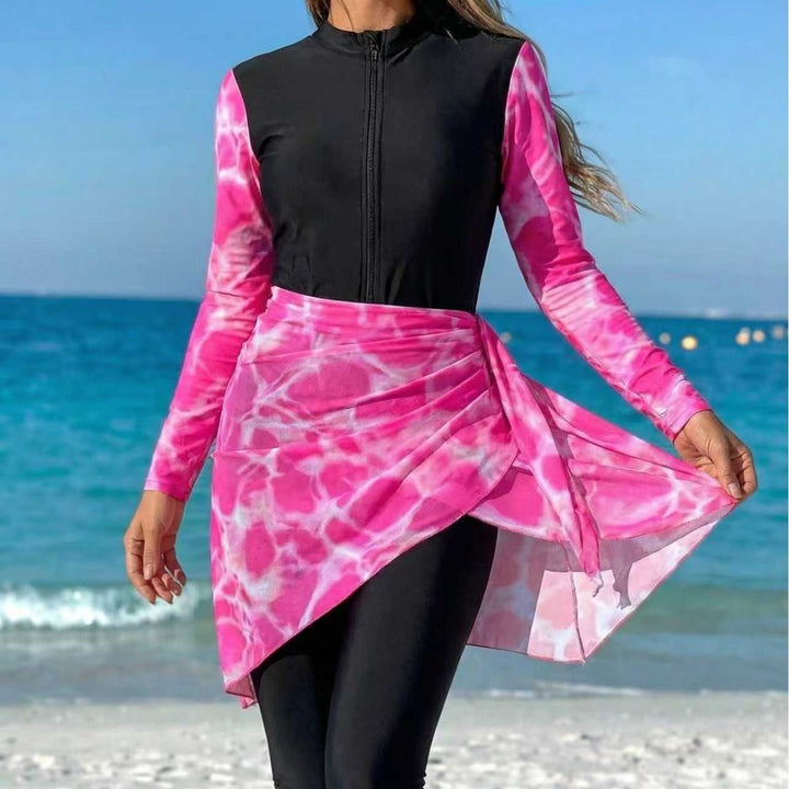 Women's fashionable rash guard with wrap skirt Mune Fashion