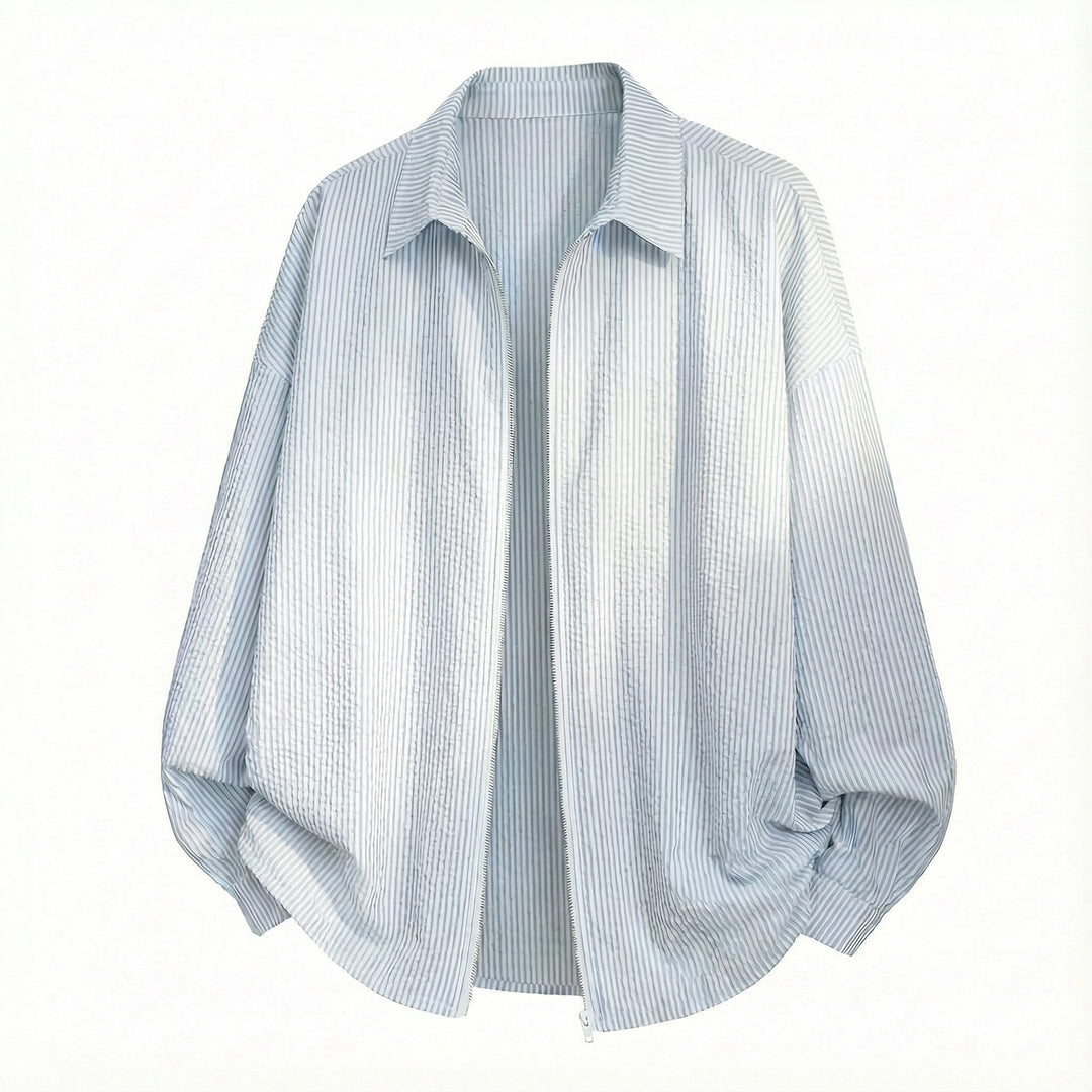 Unisex Oversize Shirt Jacket made of Crinkle Cotton Blend with Full Zipper Mune Fashion