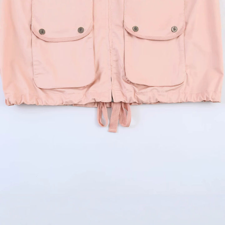 Women Short Jacket in Safari Style with Stand-up Collar, Kangaroo Pockets and Drawstring Mune Fashion