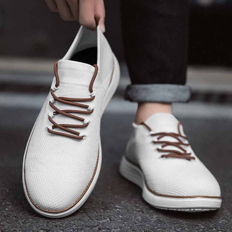 Men's elastic knit sneakers in sock design with padded comfort insole, flexible lightweight sole, and decorative lacing Mune Fashion