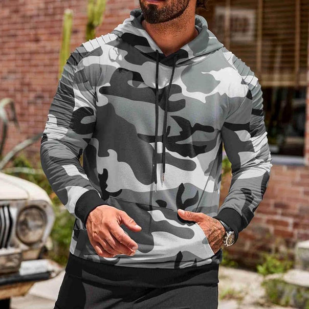 Men's hoodie fitted cut with gathered shoulder seams and kangaroo pocket Mune Fashion