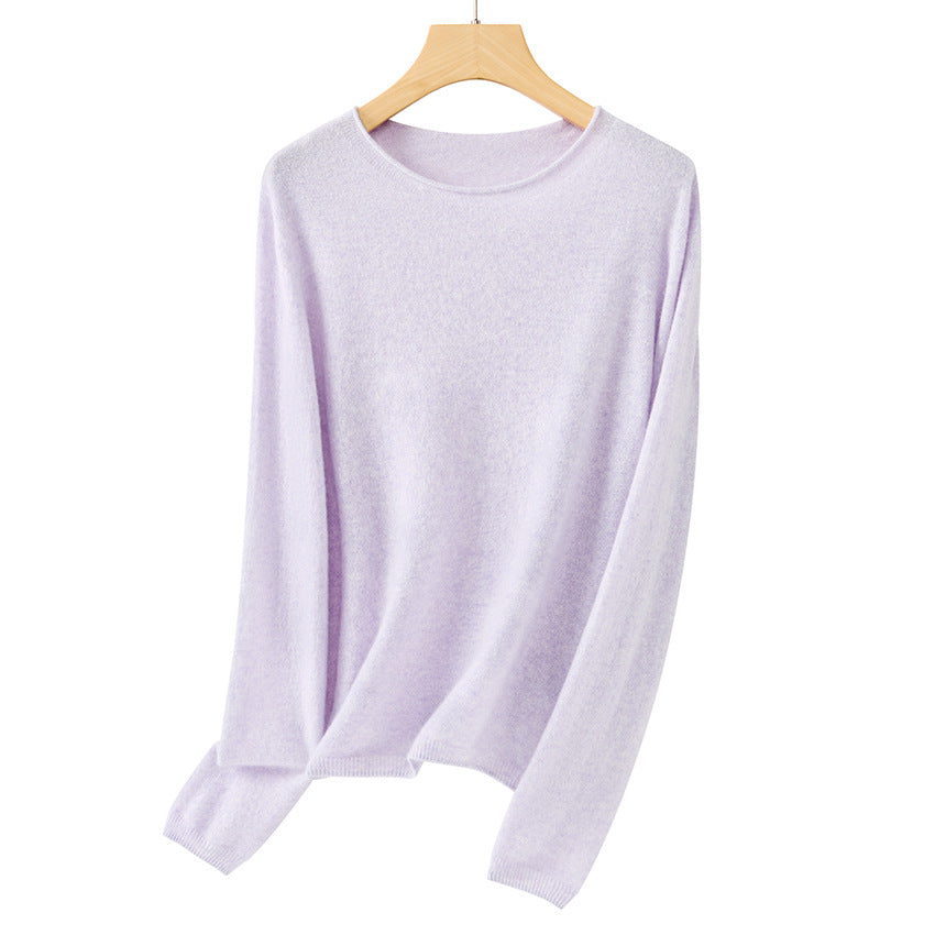 Women Fine ultralight round neck sweater made of microfiber fine knit with minimalist silhouette Mune Fashion