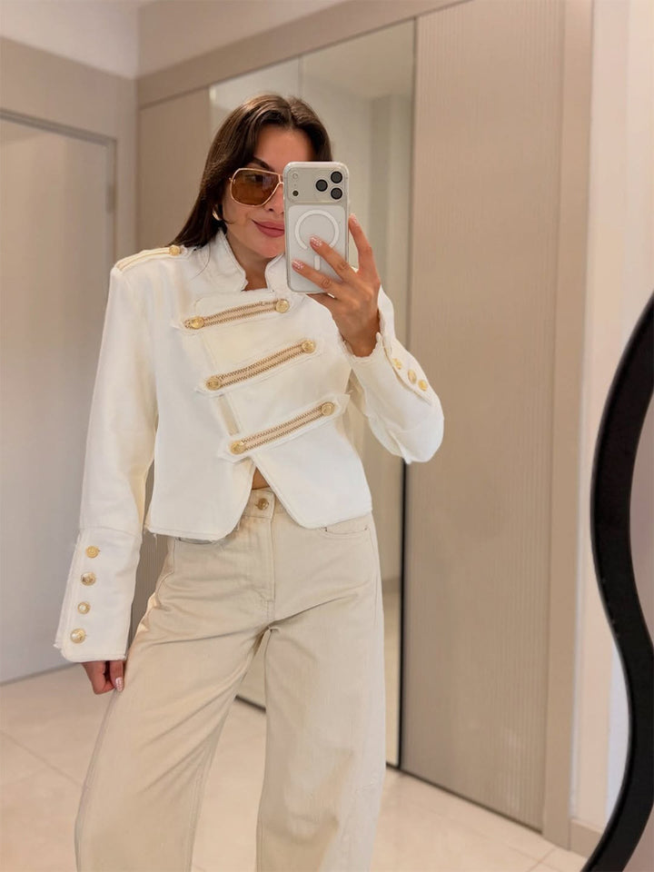Women's short jacket in military look with decorative cord detailing and tailored fit Mune Fashion