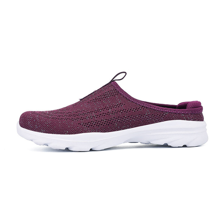 Ladies knitted mule sneakers with open heel collar, elastic entry and padded sole Mune Fashion