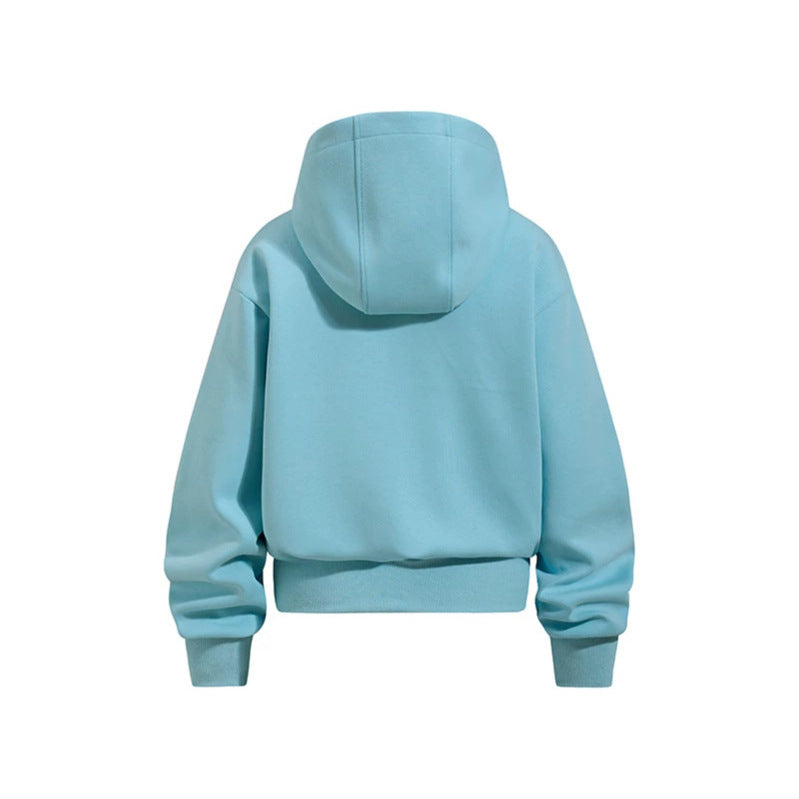 Women's Cropped Hoodie Sweat Jacket with Zipper, Lined Hood and Ribbed Cuffs Mune Fashion