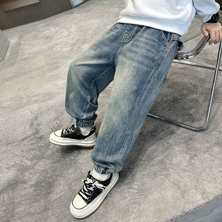 Unisex casual denim pants with elastic waistband Mune Fashion