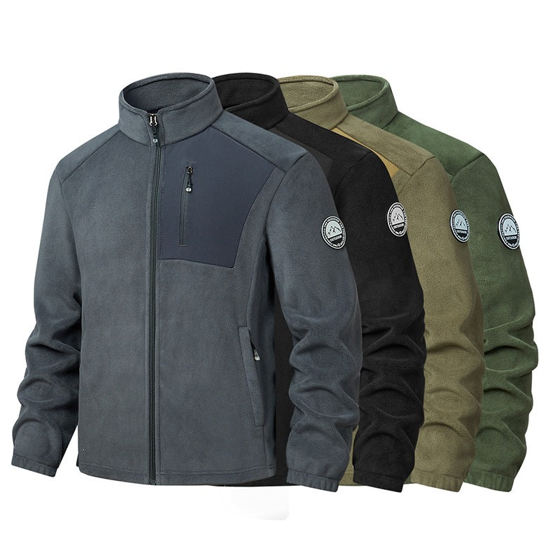 Men's Comfortable Fleece Jacket with Stand-up Collar Mune Fashion
