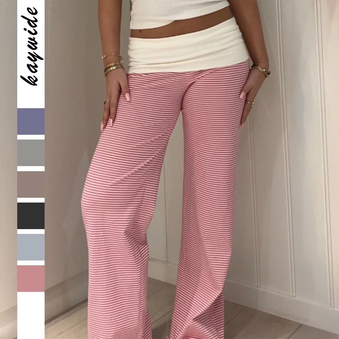 Women's wide Palazzo lounge pants with high waistband and elastic comfort stretch Mune Fashion