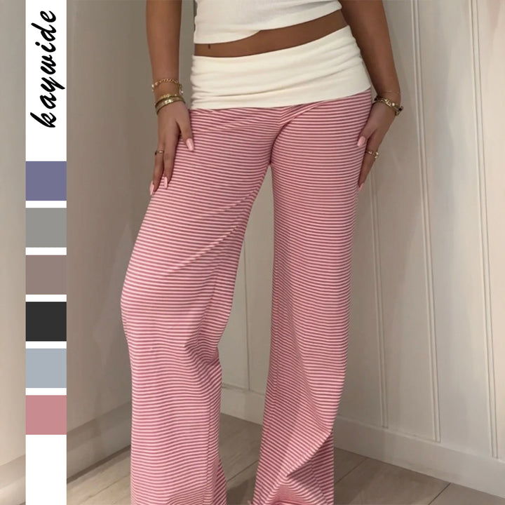 Women's wide Palazzo lounge pants with high waistband and elastic comfort stretch Mune Fashion