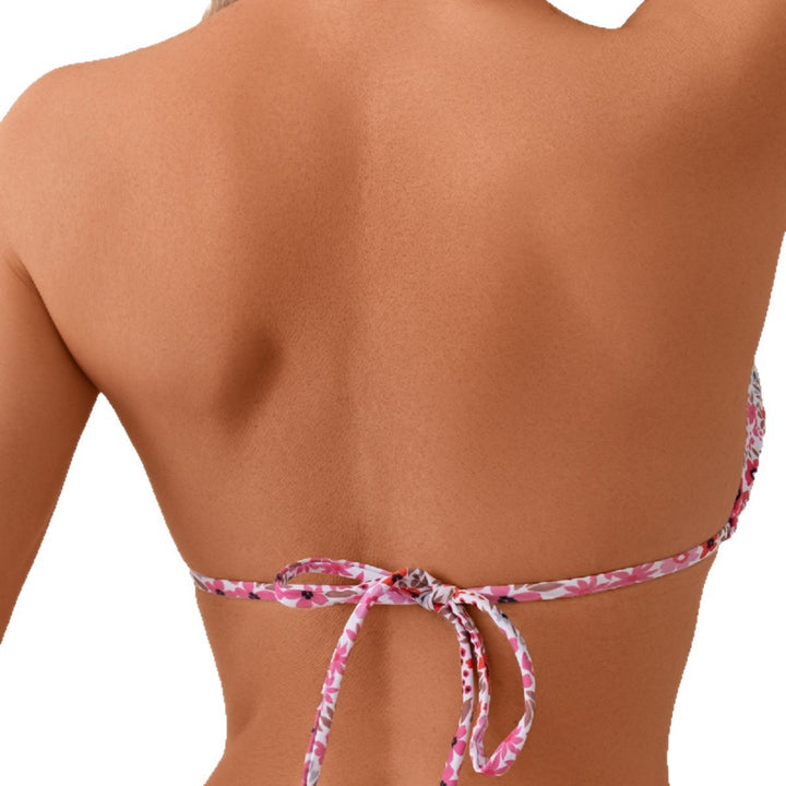 Women Triangle Bikini with Colorful Pattern and Playful Ties Mune Fashion