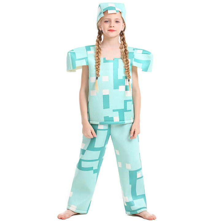 Girls Minecraft Costume with Geometric Pattern and Casual Fit Mune Fashion