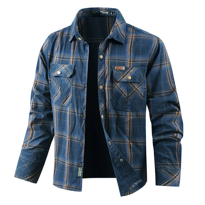 Men's checked overshirt jacket made of cotton twill with double reinforced chest pockets and extended fit Mune Fashion