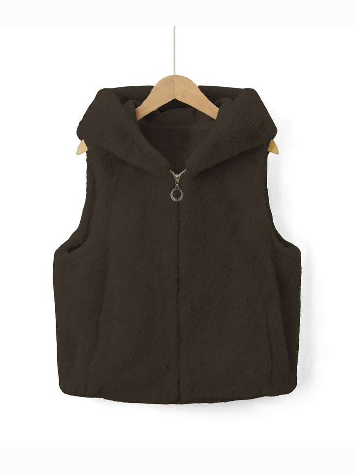 Women's Fleece Vest with Hood Mune Fashion