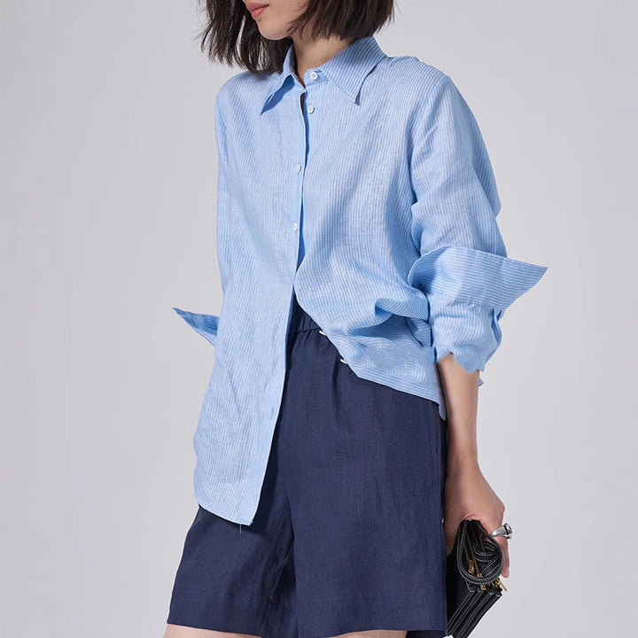Ladies Elegant Striped Blouse Mune Fashion