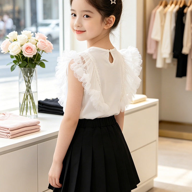 Girl Ruffle Top with Delicate Bunny Design Mune Fashion