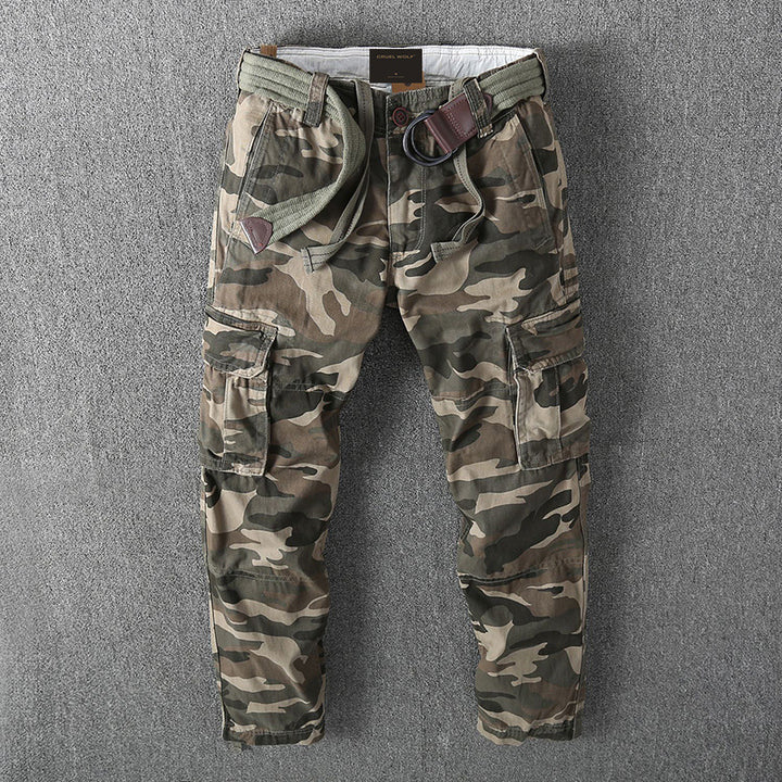 Men's cargo pants with multiple pockets, adjustable leg cuffs, and belt Mune Fashion
