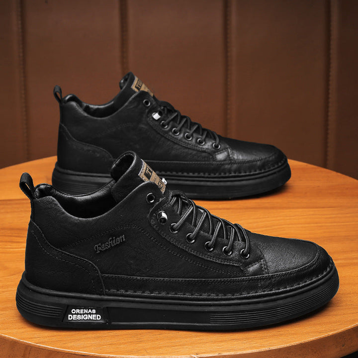 Women's fashionable high-top sneakers with high-quality leather upper material Mune Fashion