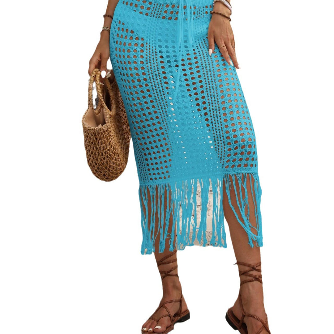 Women crocheted beach skirt with fringes Mune Fashion