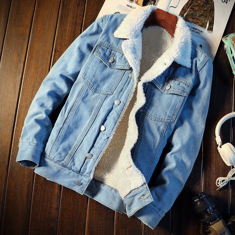 Men's denim jacket with warm teddy lining Mune Fashion