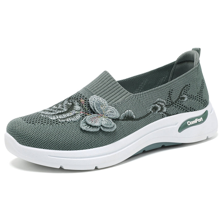 Women's knitted slip-on slippers with 3D flower embroidery and ergonomic comfort insole Mune Fashion