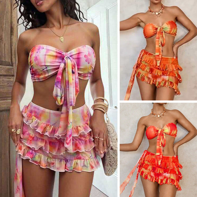 Women's bandeau bikini set with ruffles and wrap Mune Fashion