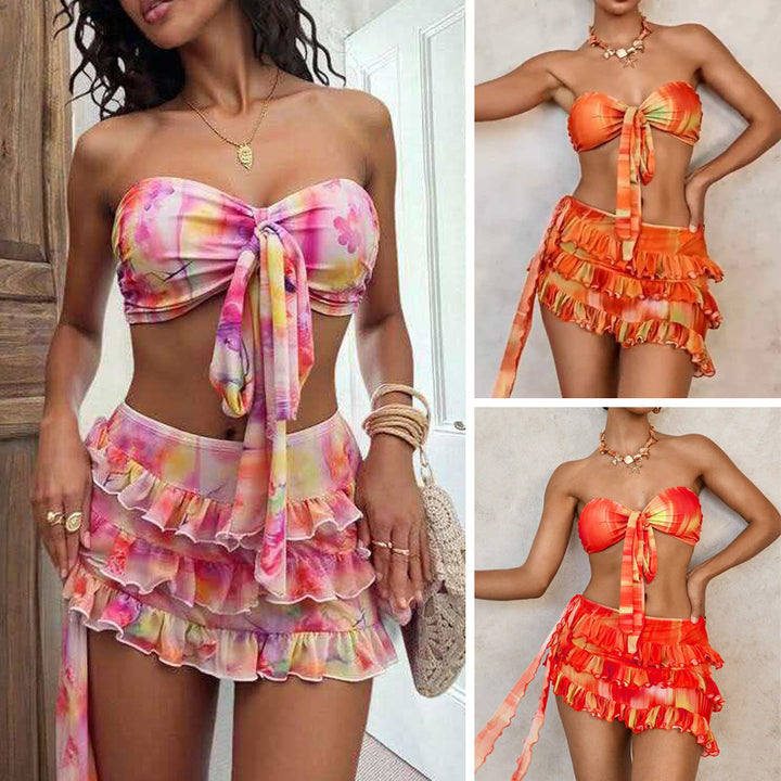 Women's bandeau bikini set with ruffles and wrap Mune Fashion
