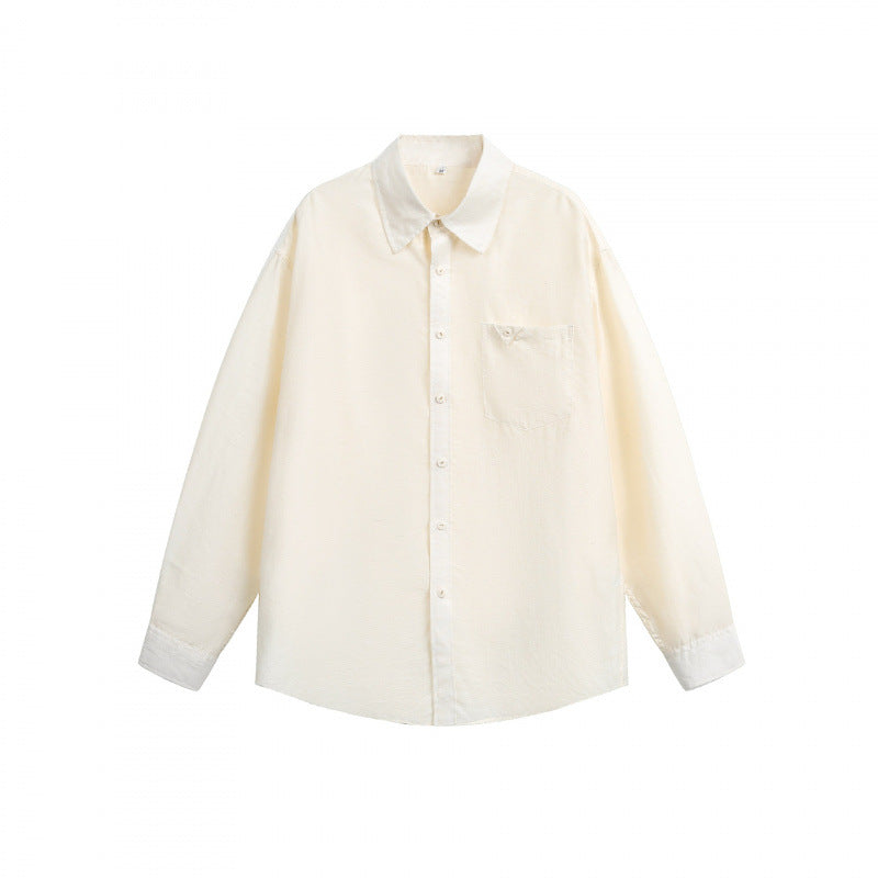 Unisex Lightweight Oversized Shirt from Structured Cotton Blend with Kent Collar and Patch Chest Pocket Mune Fashion