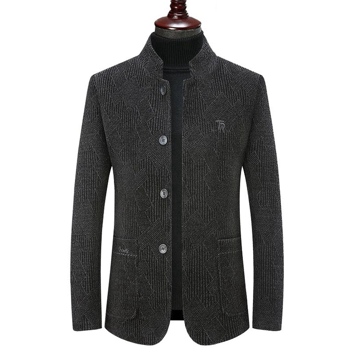 Men's Slim Fit Single-Breasted City Blazer made of Textured Wool Blend with Two Buttons Mune Fashion