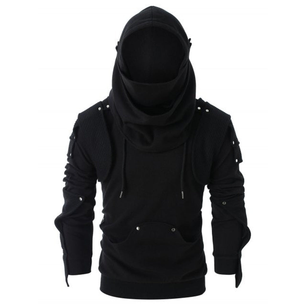 Men's Stylish Hoodie with Innovative Collar and Practical Pockets Mune