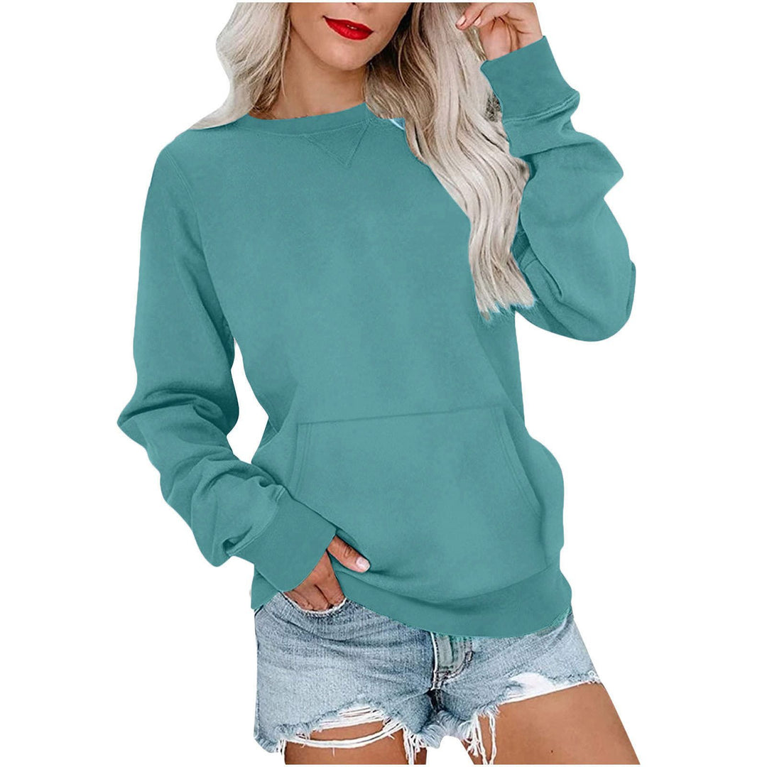 Women's Loose Sweatshirt with Round Neckline and Kangaroo Pocket Mune Fashion