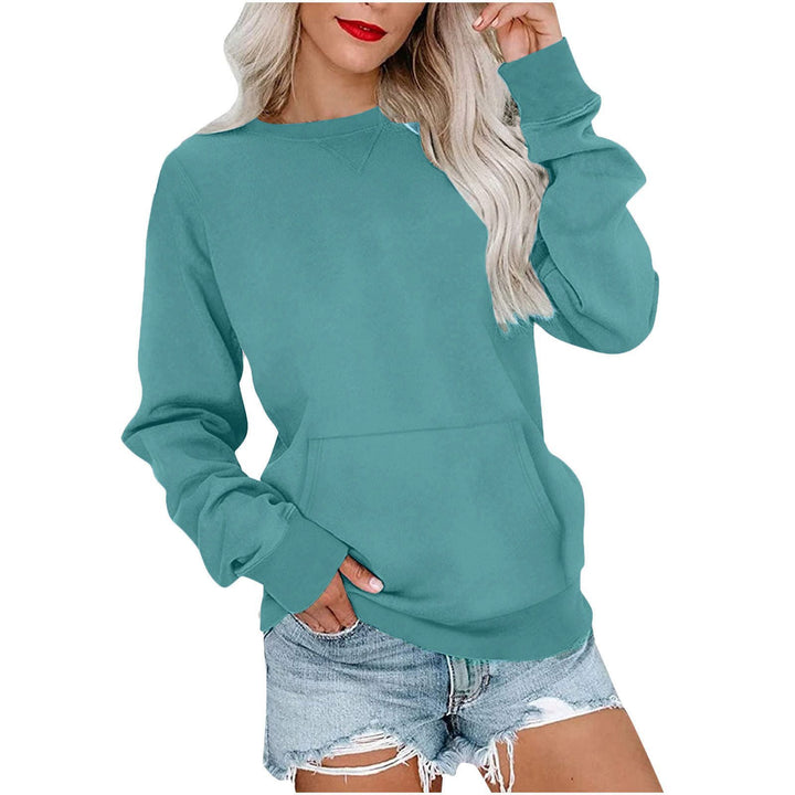 Women's Loose Sweatshirt with Round Neckline and Kangaroo Pocket Mune Fashion