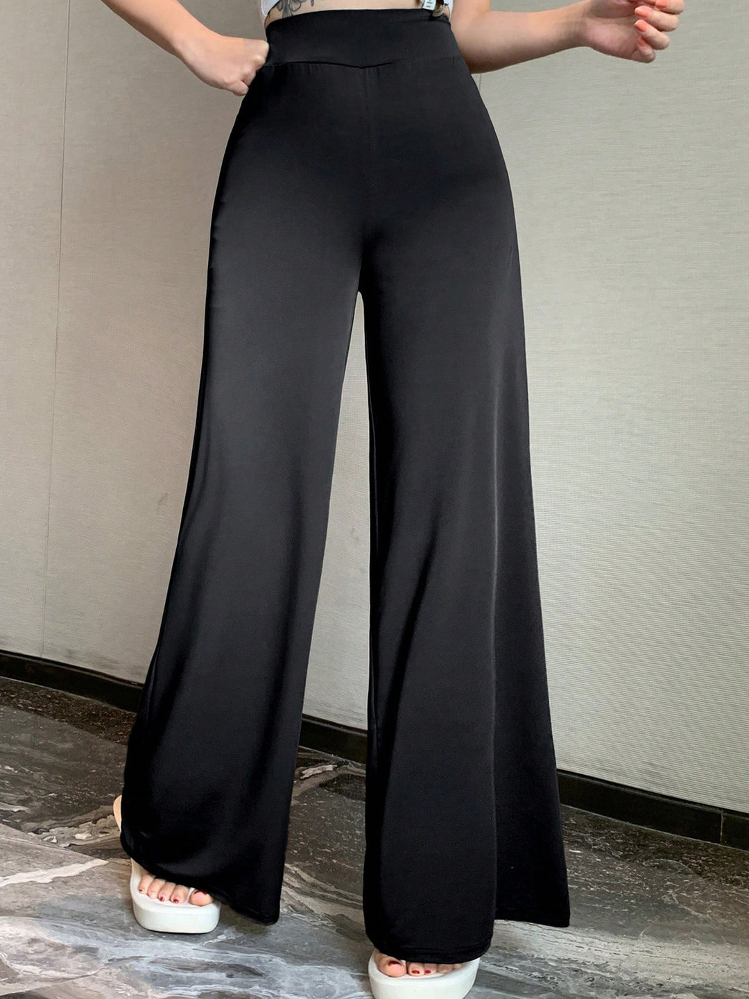 Women's Palazzo Pants with High Waist and Wide Leg Mune Fashion