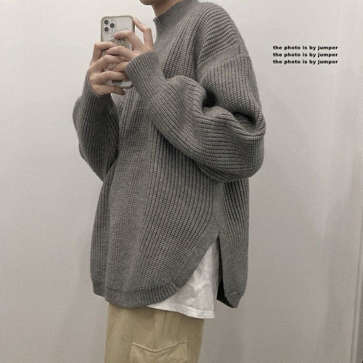 Ladies Cozy Chunky Knit Sweater with Stand-Up Collar Mune Fashion