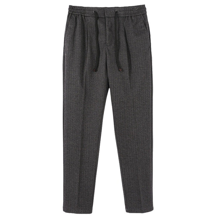 Men's Elegant Jogging Pants in Tapered Cut with Pleats and Drawstring Mune Fashion
