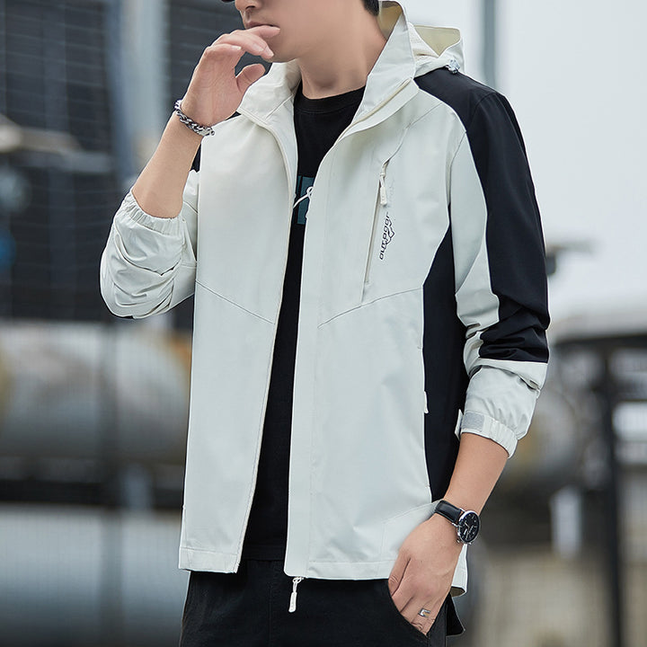 Men's lightweight wind and water-resistant hooded jacket in sporty utility style Mune Fashion