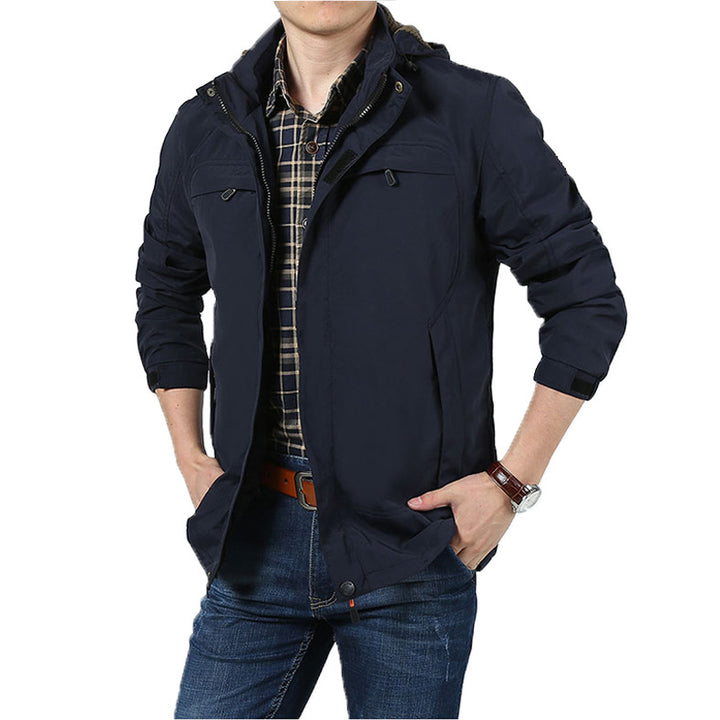 Men's Lightweight Utility Field Jacket with Hood, Zipper, and Multifunction Pockets Mune Fashion